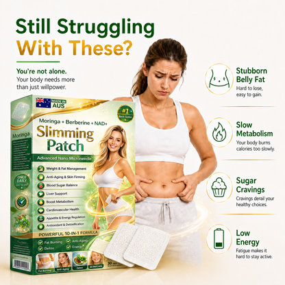 Target Stubborn Belly Fat with Moringa, Berberine & NAD+ 10-in-1 Nano Microneedle Slimming Patches for Metabolism, Appetite, Skin & Energy Support