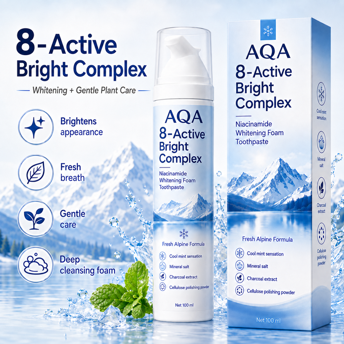 [Professional Grade] Niacinamide Foaming Toothpaste 8X