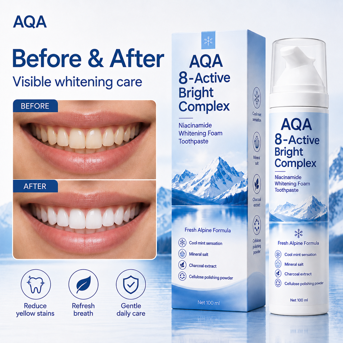 [Professional Grade] Niacinamide Foaming Toothpaste 8X