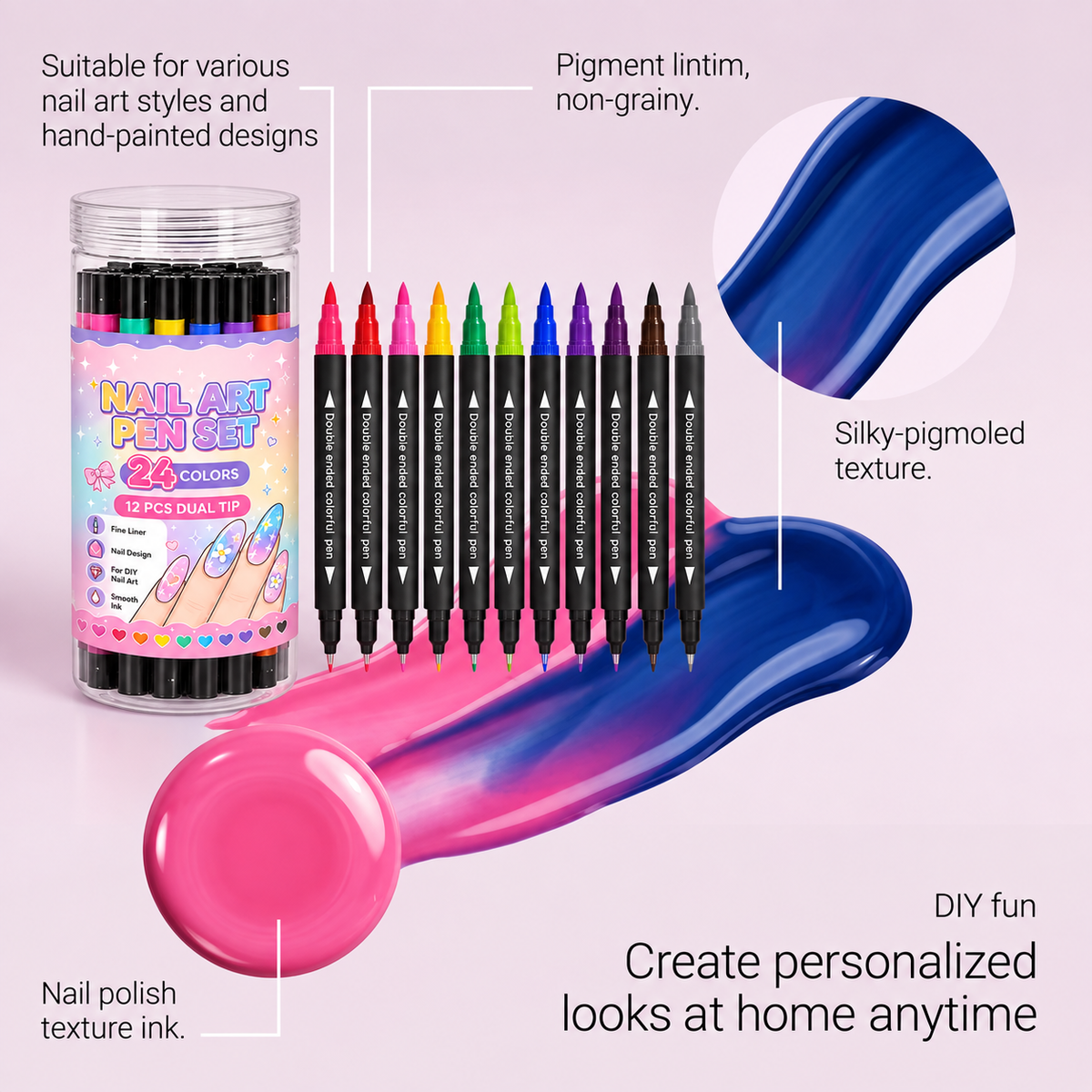 🌸Last Day Buy 2 Get 1 Free🌈24 Colors Dual Ended Nail Art Pens Set